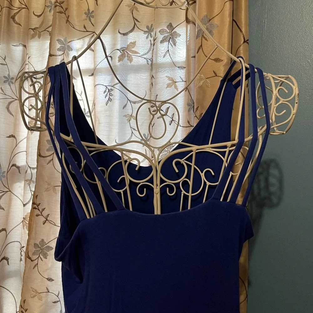 Copy Coercion Blue Strappy Fit & Flare Knit Sleeveless Dress Large - Picture 5 of 11